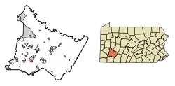 Location of Hunker in Westmoreland County, Pennsylvania.