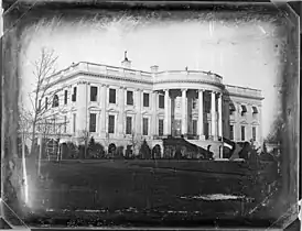 The earliest known photograph of the White House, taken c. 1846 by John Plumbe during the administration of James K. Polk
