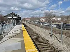 The station consists of a single side platform serving a single track