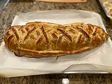 Whole Beef Wellington with a lattice design