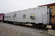 Missouri–Kansas–Texas Railroad #100261, a troop sleeper that is on display at the Wichita Falls Railroad Museum.