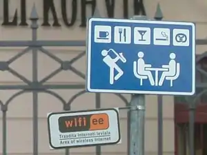 Sign for a Wireless access point in Tartu, Estonia