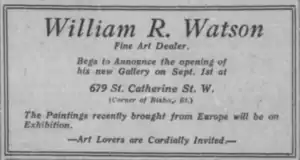 Advertisement for William R. Watson, fine art dealer, 1922