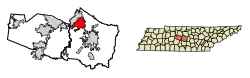 Location of Smyrna in Rutherford County, Tennessee.