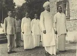 Wilmot A. Perera with Hon.  S.W.R.D. Bandaranaike PM &  Sir Swarvapali Radhakrishan, Pres. of India during a visit to Sri Palee