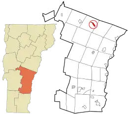 Location in Windsor County and the state of Vermont.