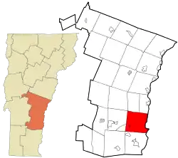 Location in Windsor County and the state of Vermont.