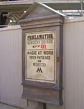 Themed billboards were located around the Wizarding World during the two-year construction period.