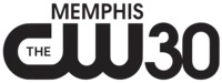In black, The CW network logo with the word Memphis above it, right-aligned, and a black 30 to the right of the network logo.
