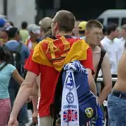A fan with the GDR flag.