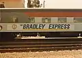 Rail car being used by Tom Bradley for a whistle stop tour during his 1986 California gubernatorial campaign