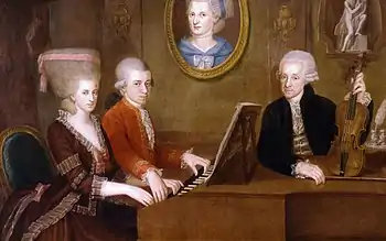 Image 27The Mozart family c. 1780. The portrait on the wall is of Mozart's mother. (from Classical period (music))