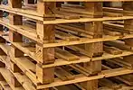 A stack of wooden pallets