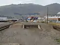 View along the Woolston Railway Station platform.