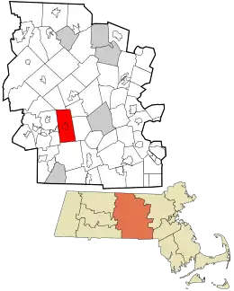 Location in Worcester County and the state of Massachusetts.