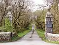 The gates to Worthyvale Manor near the River Camel, Slaughterbridge