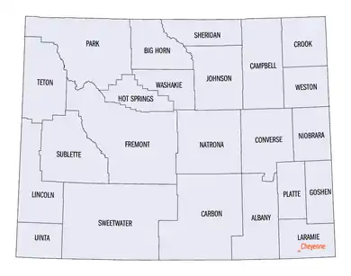 Image 2An enlargeable map of the 23 counties of Wyoming (from Wyoming)