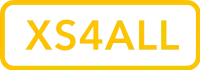 XS4ALL written in yellow letters with a yellow frame