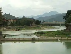 Confluence of the Jinxi Creek and the Huashan River, seen from downtown Xiaoxi