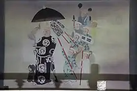 Men wearing round collar robe, Western Xia mural.