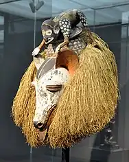Mask; early 20th century; wood, raffia & color pigments; by Yaka people; Rietberg Museum (Zürich, Switzerland)