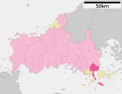 Location of Yanai in Yamaguchi Prefecture