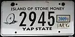 Stone depicted on Yap license plate