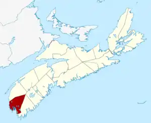 Location of Yarmouth County, Nova Scotia