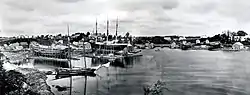 A circa-1870 view of Yarmouth's harbor, taken from where Yankee Marina — off Lafayette Street — is now, looking directly north to the East Main Street bridge