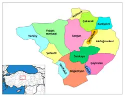 Location of Akdağmadeni within Turkey.