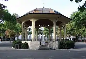 A bandstand (Musikpavillon) at Bürkliplatz in Zurich, Switzerland (1908)