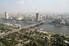 The 6th October Bridge, with Gezira Island in foreground, the Nile, and Downtown Cairo in background
