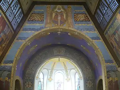 Interior of the Roman Catholic church by Aladár Körösfői-Kriesch in Zebegény, Hungary