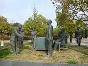 General Sun Weiru, commander of the Sixth War Zone of China, accepts the surrender of the Japanese troops in Central China from General Naozaburo Okabe, Wuhan, 18 September 1945.