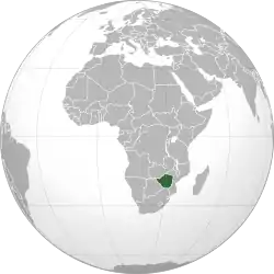 Location of&nbsp;Zimbabwe Rhodesia&nbsp;(dark green)