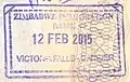 Entry stamp issued at Victoria Falls in an Israeli passport