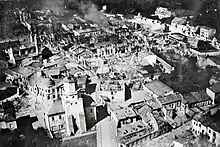 Aerial photo of Wieluń being destroyed by Luftwaffe bombing on 1 September