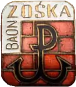 The Kotwica on the emblem of the Zośka battalion of the Armia Krajowa.