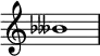{
\override Score.TimeSignature #'stencil = ##f
\relative c'' {
\clef treble \time 1/1 \hide Staff.TimeSignature \override Accidental.stencil = #ly:text-interface::print \once \override Accidental.text = \markup { \concat { \flat \doubleflat}}beses1
} }