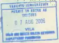 Entry stamp at Port Vila