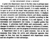 "Is the Department Store a Museum" (J.C. Dana, 1917).
