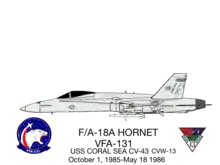 F/A-18A Hornet VFA-131 CVW-13 USS Coral Sea CV-43 October 1, 1985-May 18, 1986