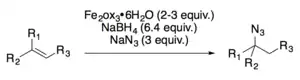 The iron-catalyzed hydroazidation of substituted alkene pubished by Boger.