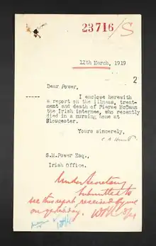 British Army military intelligence file for Pierce McCann