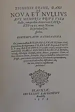 Title page to De nova stella, in a facsimile reprint of the original 1573 edition (1901)