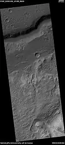 Part of delta in Holden Crater, as seen by HiRISE under HiWish program Holden crater is a possible landing site for a Mars Rover scheduled for 2020.