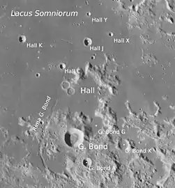 Craters G. Bond and Hall in the eastern mare