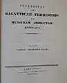 Title page of a 1833 copy of "Intensitas vis Magneticae Terrestris ad Mensuram Absolutam Revocata."
