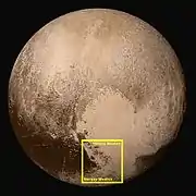 Pluto – Hillary Montes and Tenzing Montes(context; 14 July 2015).