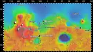 Map of actual (and proposed) Rover landing sites including Gale Crater.